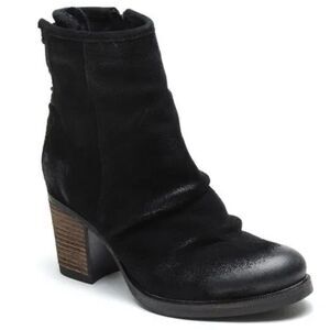 Bos & co Barlow boots black leather suede‎ lace up back heels